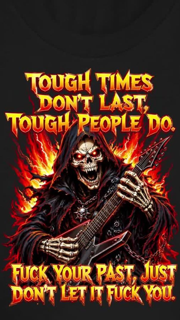 Tough Times Don’t Last, Tough People Do – Skeleton Rock & Roll Guitar T-Shirt
